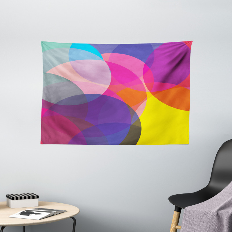 Colorful Circles Wide Tapestry
