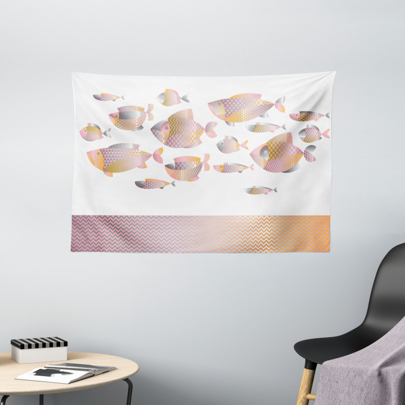 Modern Sea Animal Zigzag Wide Tapestry