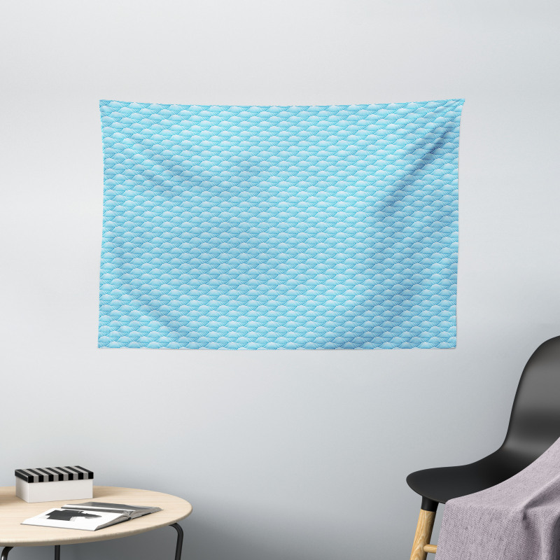 Retro Blue Ombre Wide Tapestry