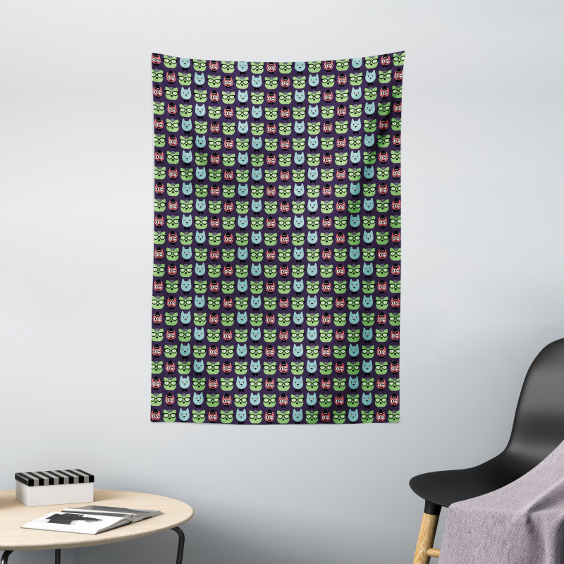Cat Heads Geek Fashion Tapestry