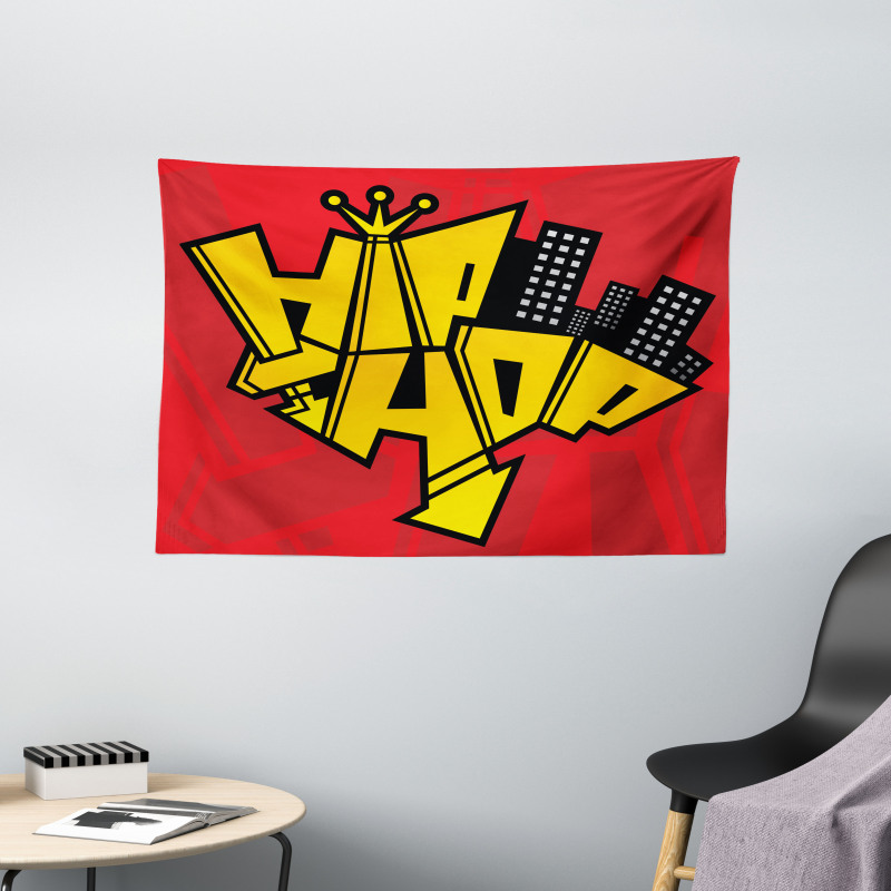 Funky Urban Skyline Wide Tapestry