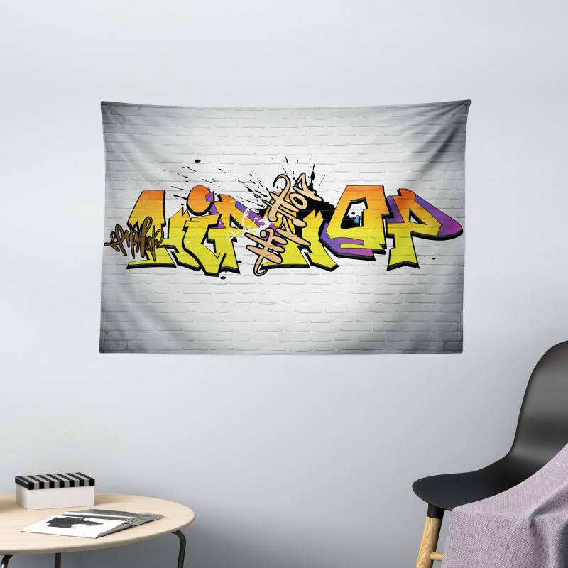 Funky Underground Font Wide Tapestry