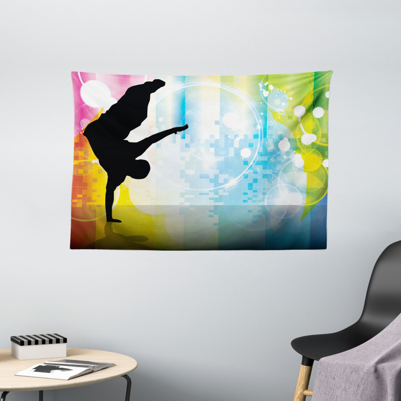 Breakdancing Theme Wide Tapestry