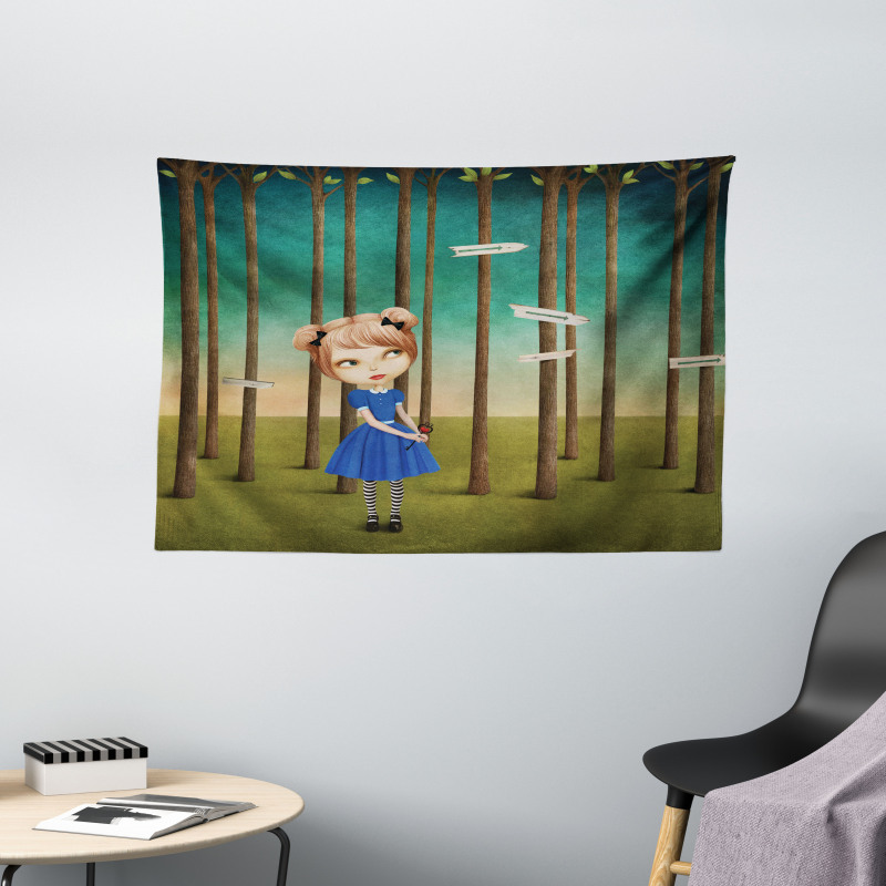 Lost Girl in the Forest Wide Tapestry