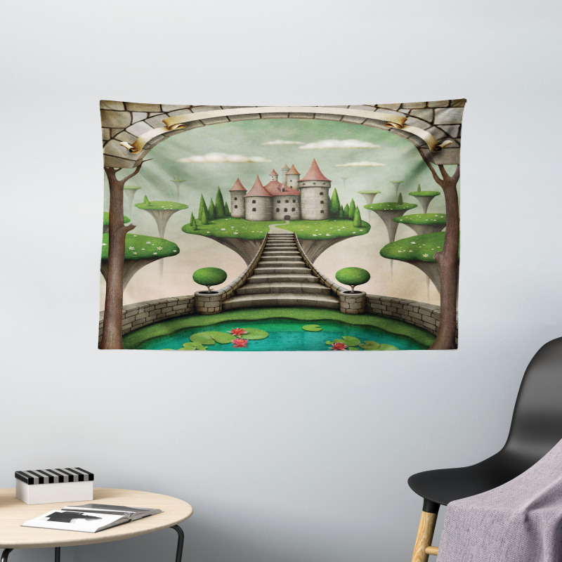 Boho Castle and Meadows Wide Tapestry