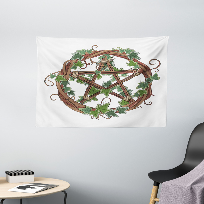 Vine Wreath with Ivy Wide Tapestry