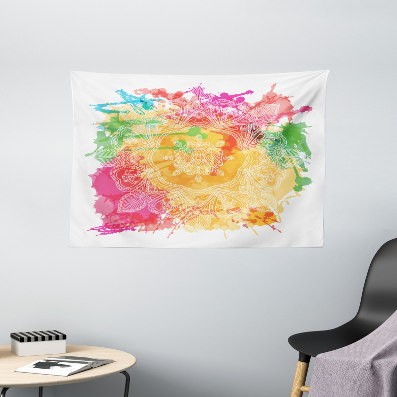 Outline Flower Wide Tapestry