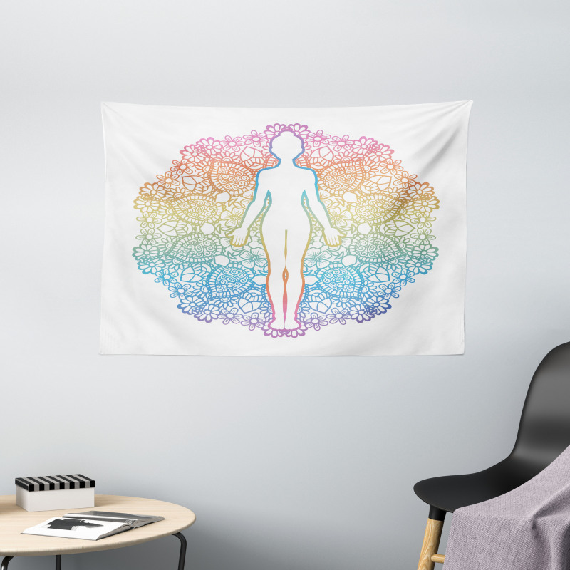 Yoga Outline Wide Tapestry