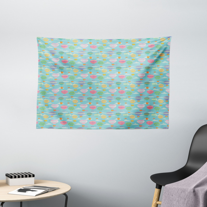 Rising Hot Balloons Wide Tapestry