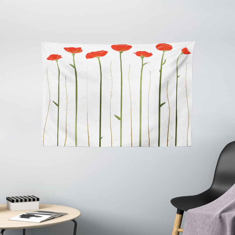 Red Poppies on Spring Wide Tapestry