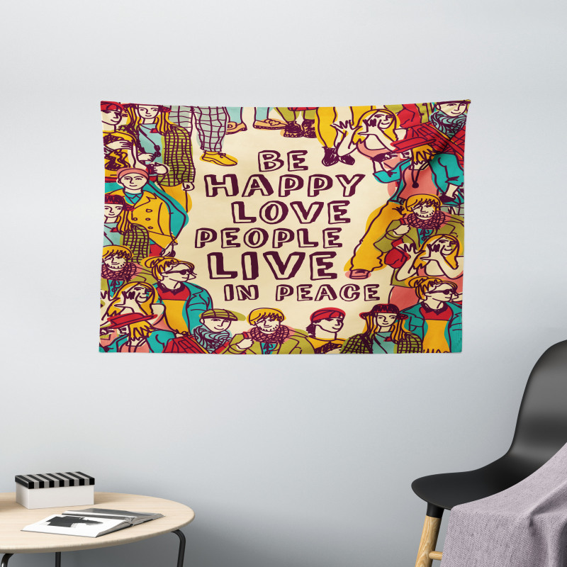 Love Peace Motivational Wide Tapestry