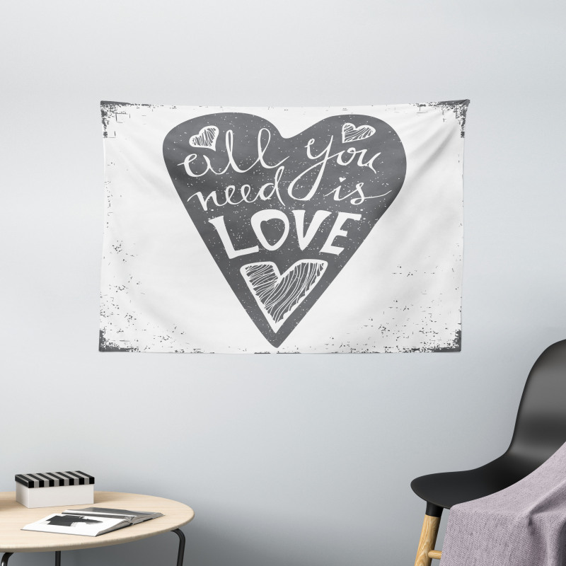 Retro Love Heart Image Wide Tapestry