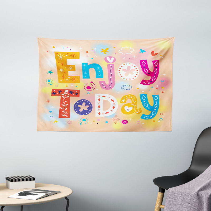 Enjoy Today Words Wide Tapestry