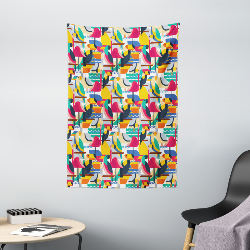 Toucan and Flamingos Tapestry
