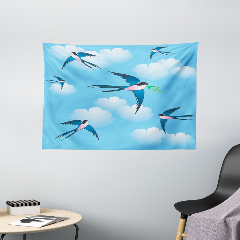 Hirundo Atrocaerulea Wide Tapestry