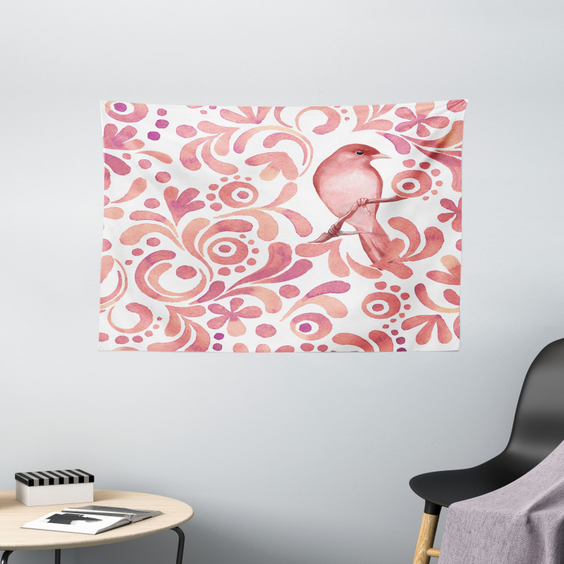 Salmon Colored Pattern Wide Tapestry