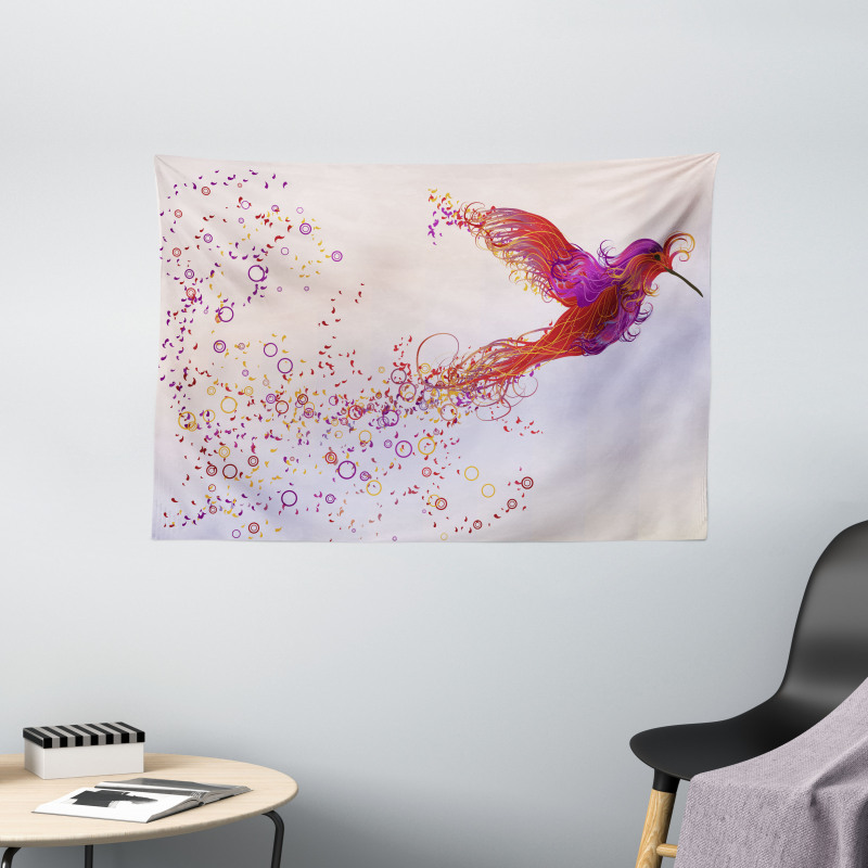 Curly Feather Hummingbird Wide Tapestry