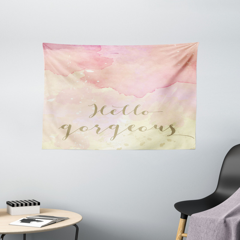 Pink Watercolor Wide Tapestry
