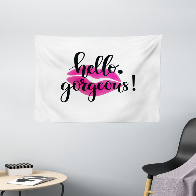 Pink Lipstick Wide Tapestry