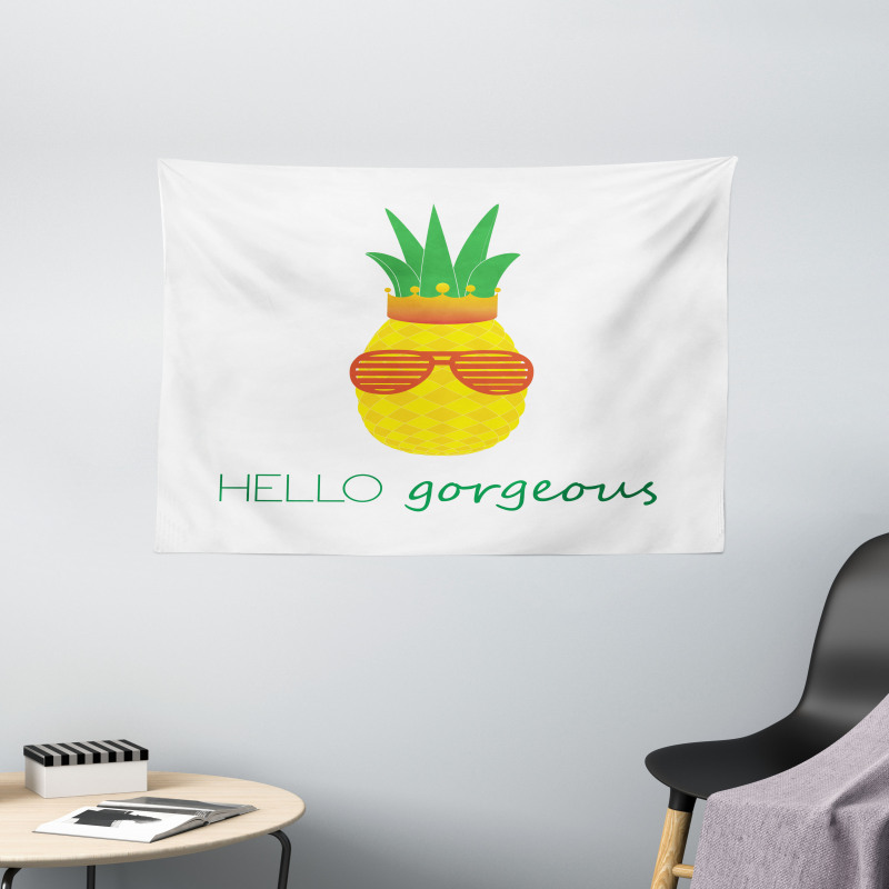 Doodle Pineapple Wide Tapestry