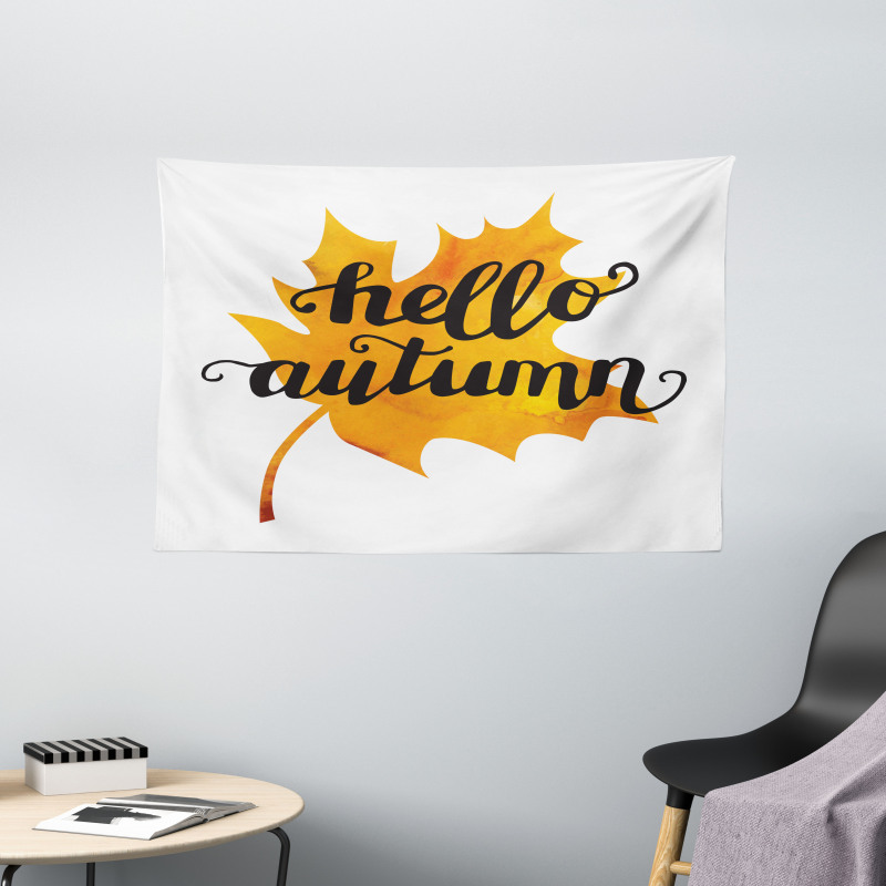 Maple Leaf and Words Wide Tapestry