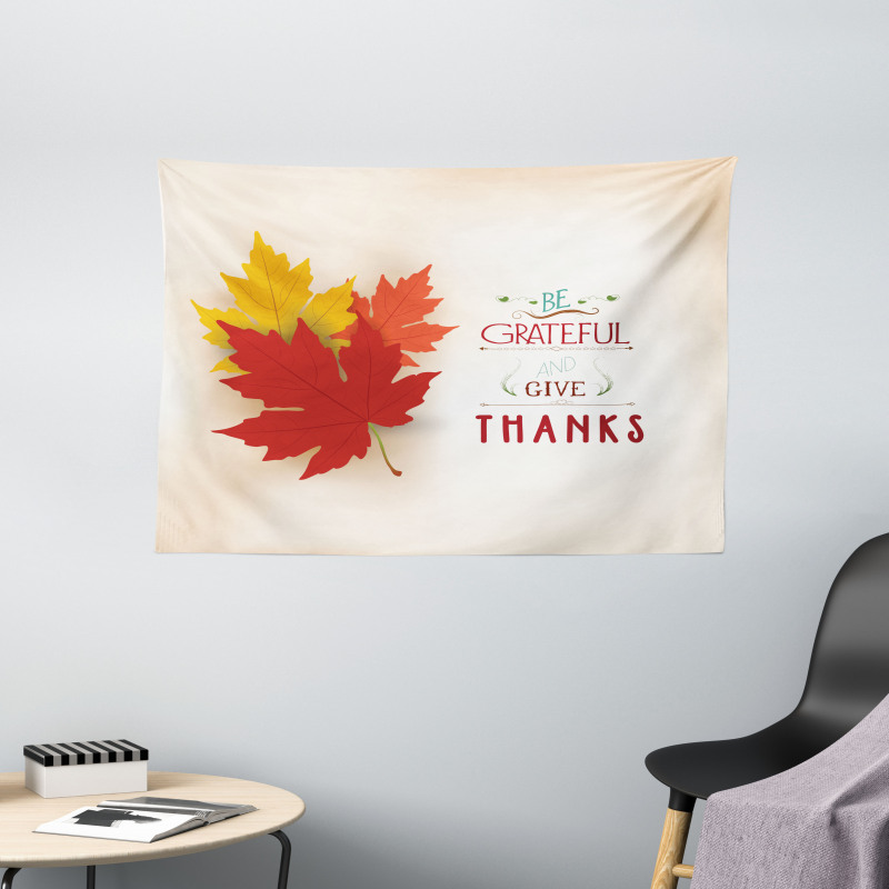 Maple Leaves with Phrase Wide Tapestry
