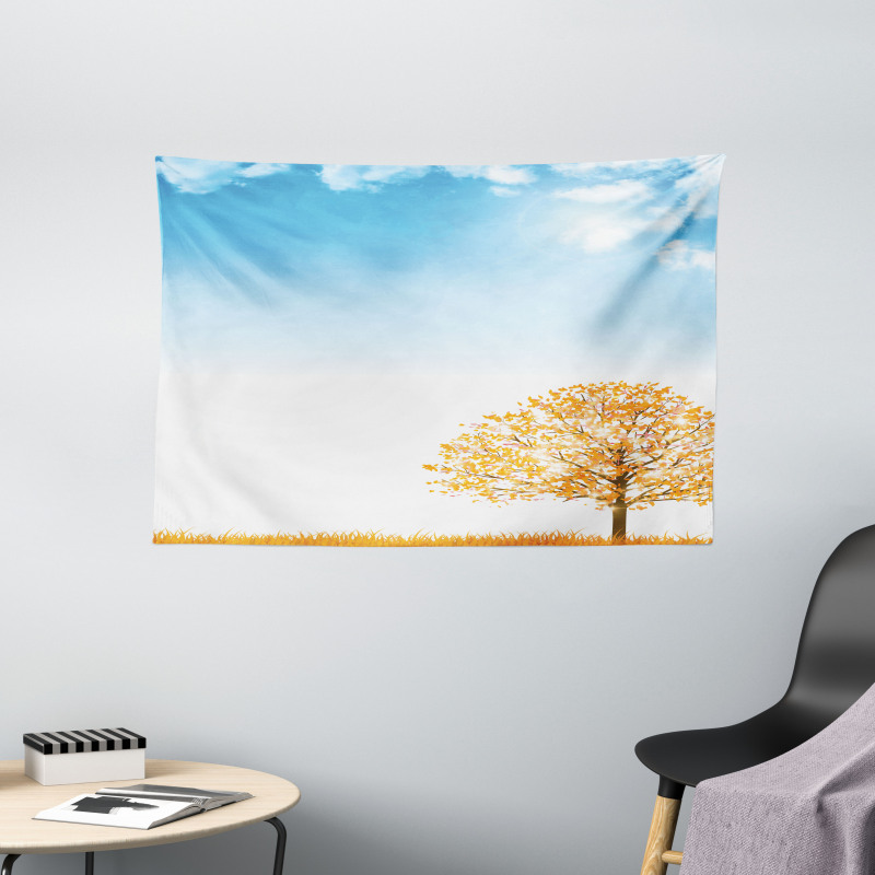 Pastoral Maple Tree Wide Tapestry