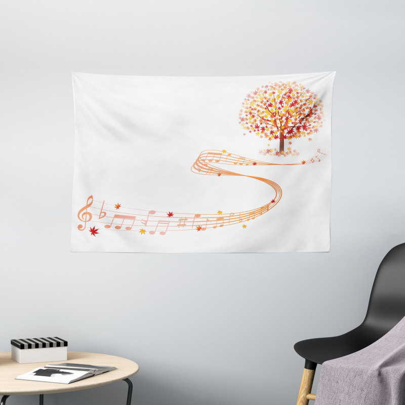 Music Sheet and Notes Wide Tapestry