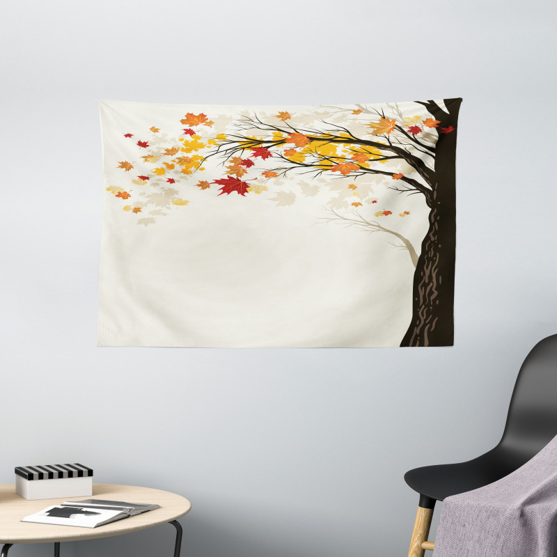Semtember Maple Leaves Wide Tapestry