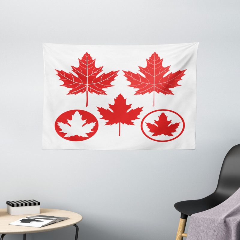 Canadian Flag Motifs Wide Tapestry