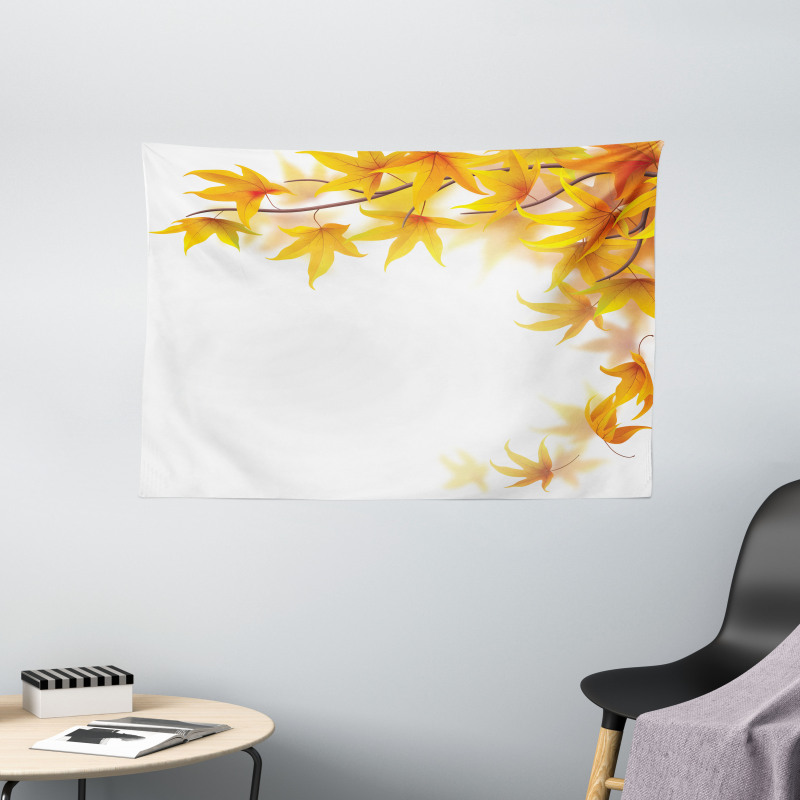 Maple Leaf Branches Wide Tapestry