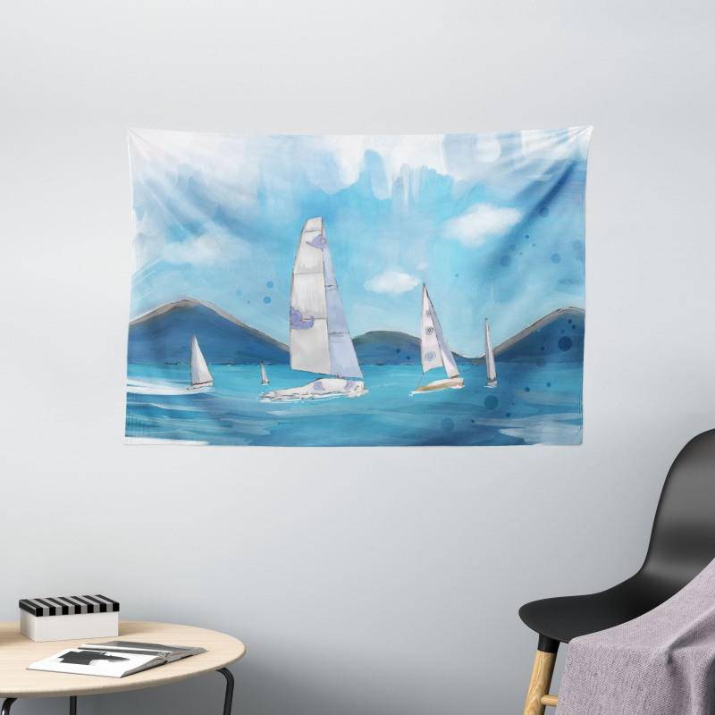 Sailing Landscape Wide Tapestry