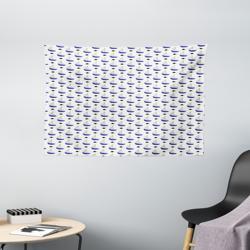 Minimalist Boat Design Wide Tapestry