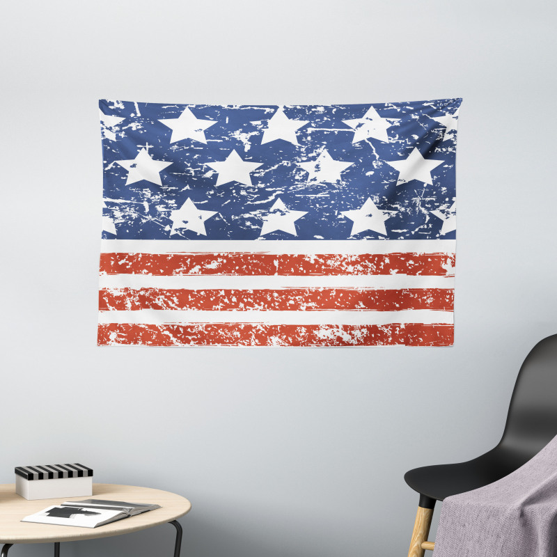 Flag with Grunge Effect Wide Tapestry