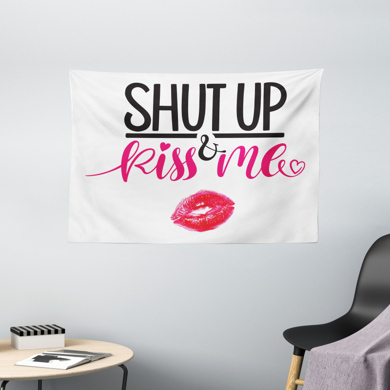 Lipstick Stain Lettering Wide Tapestry