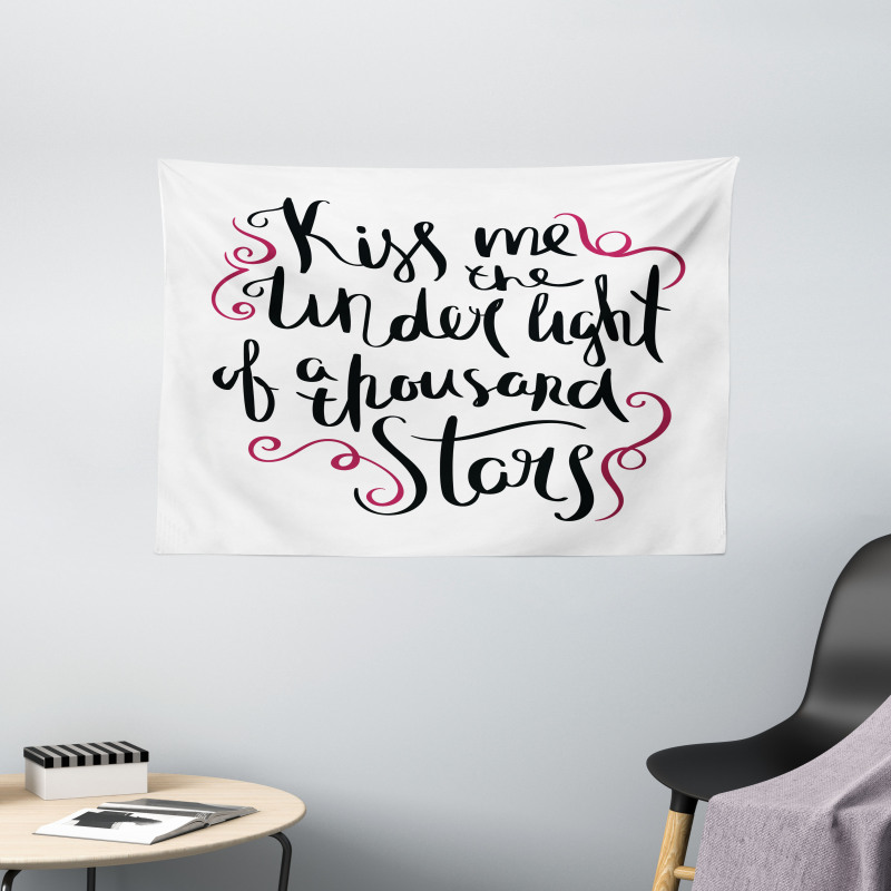 Romantic Message Curls Wide Tapestry