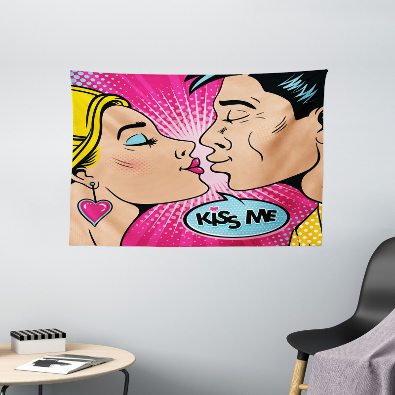 Young Pop Art Couple Wide Tapestry