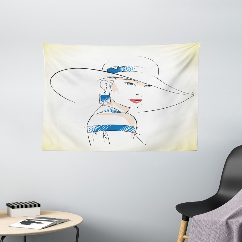 Fashion Sketch Wide Tapestry