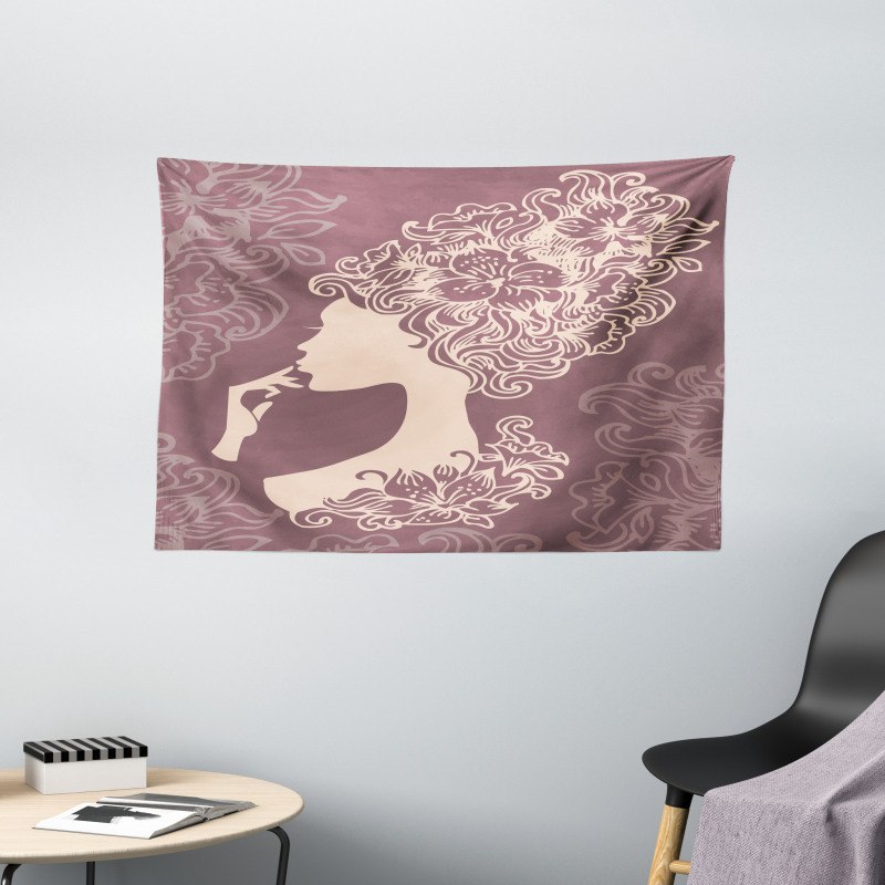 Flower Hairstyle Wide Tapestry