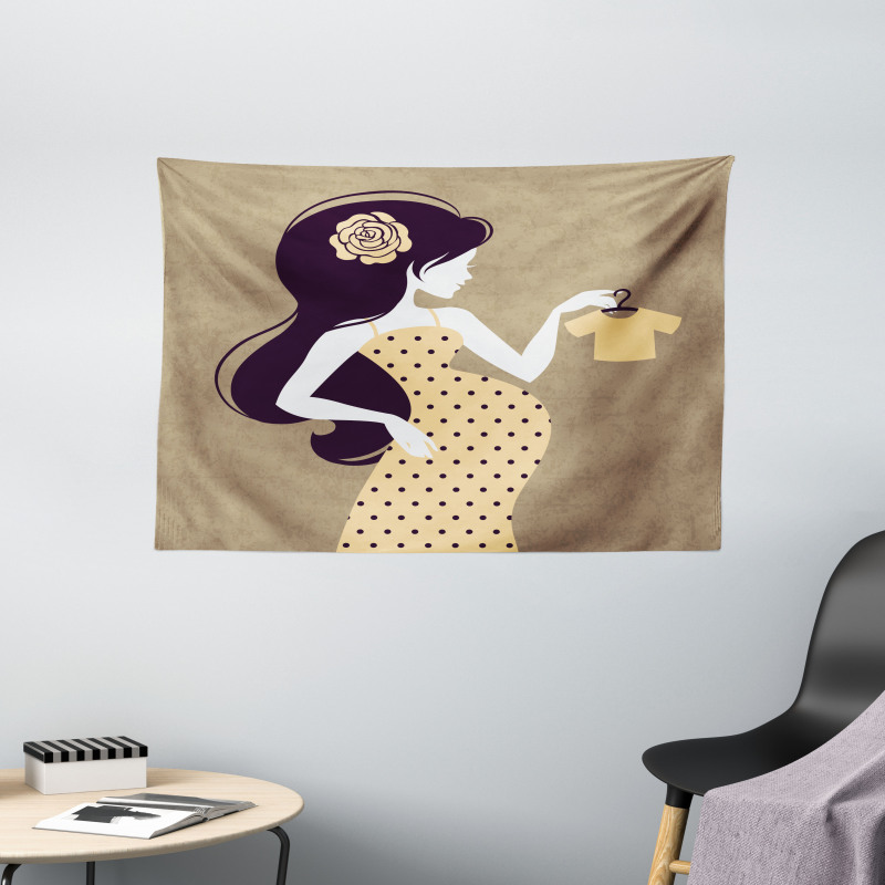 Pregnant Lady Mom Wide Tapestry