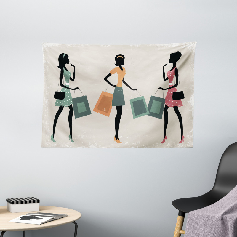 Shopping Theme Wide Tapestry