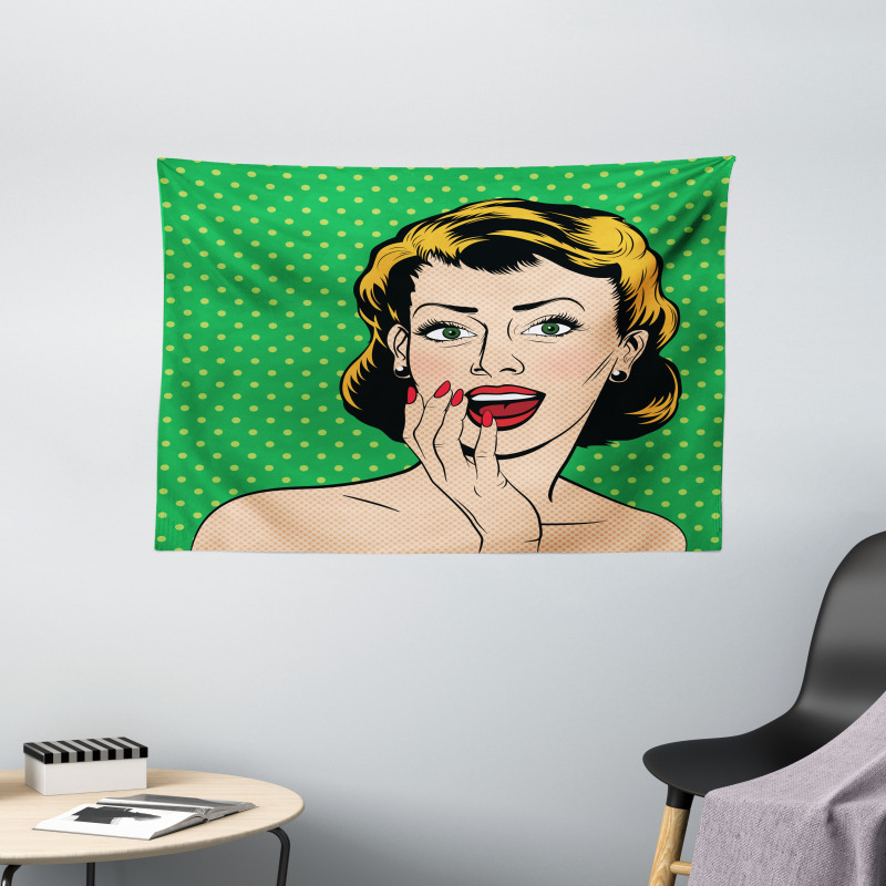 Suprised Woman Wide Tapestry