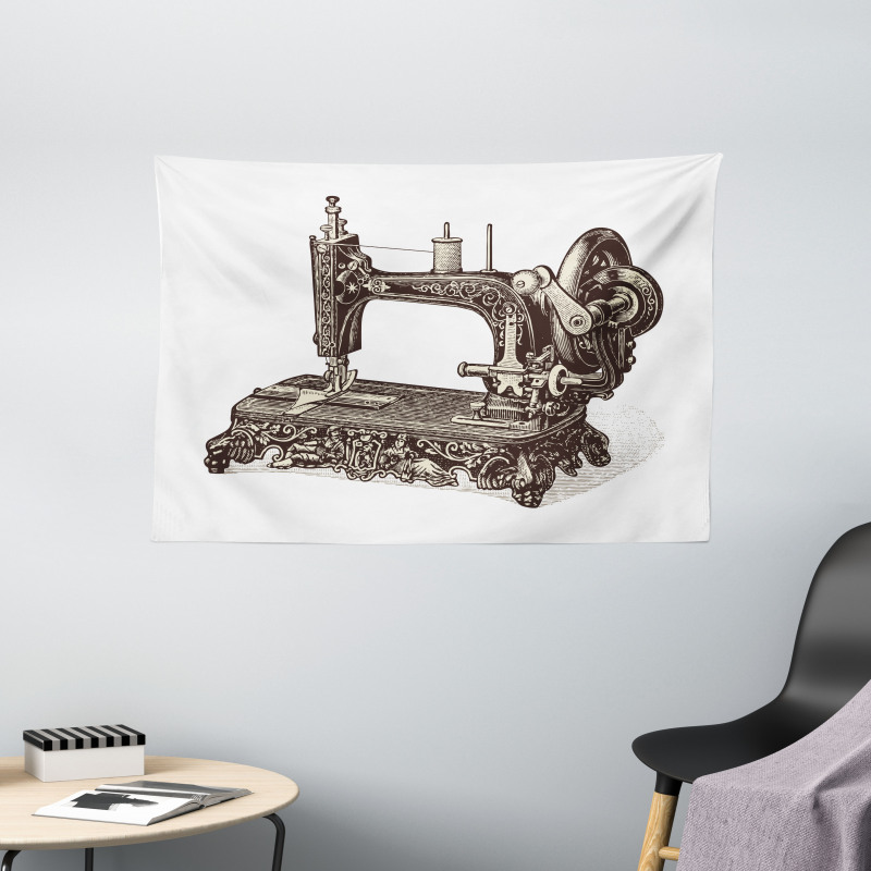 Old Sewing Machine Wide Tapestry