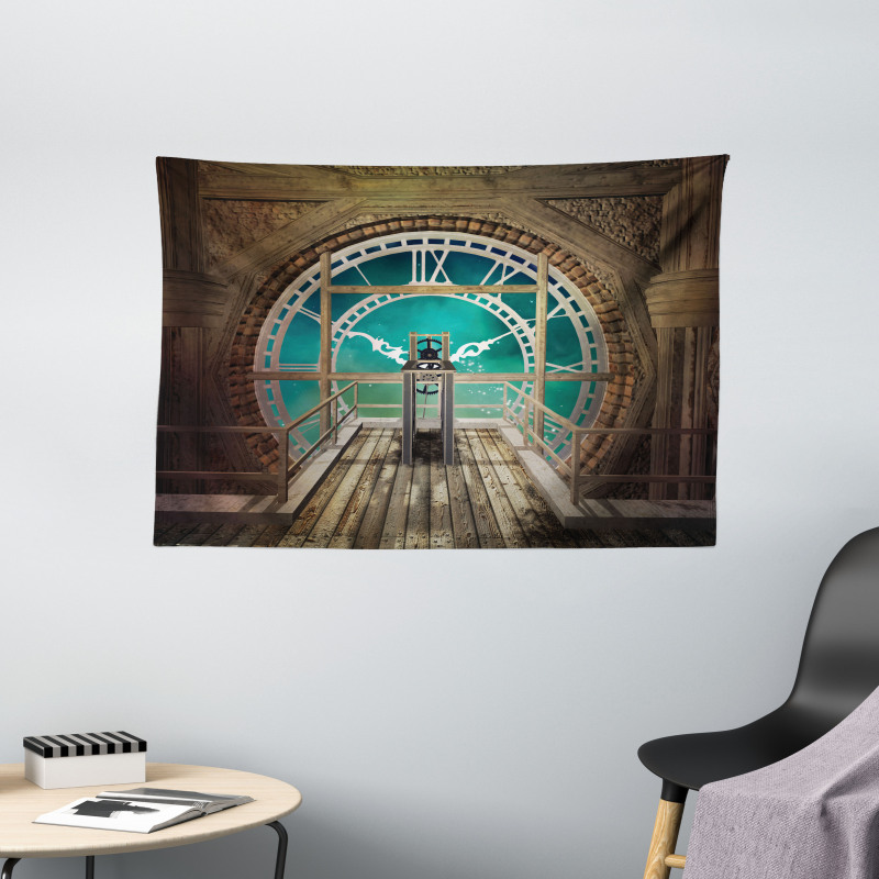 Fantasy Clock Tower Wide Tapestry