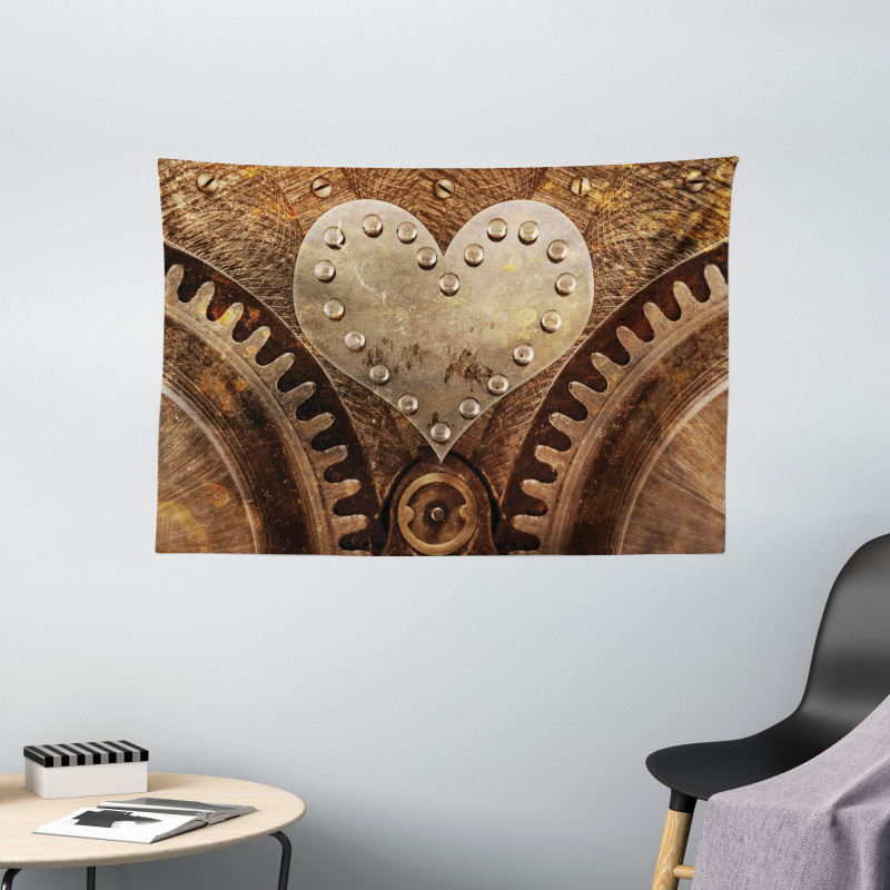 Heart Form and Rivets Wide Tapestry