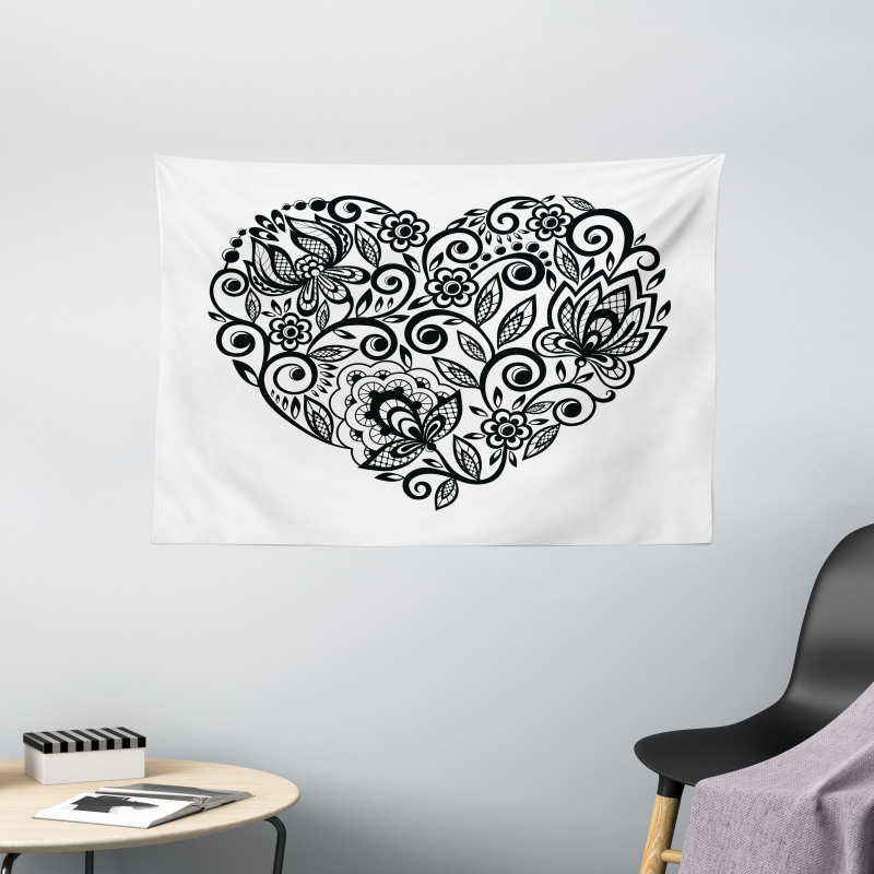 Silhouette Floral Lace Wide Tapestry