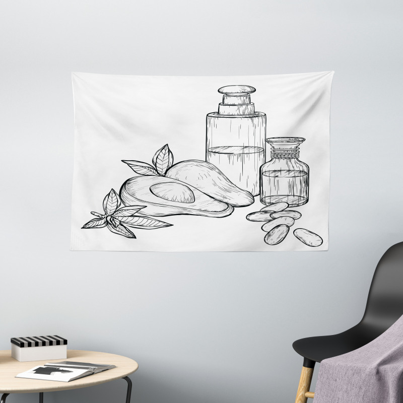 Natural Tropical Fruit Wide Tapestry