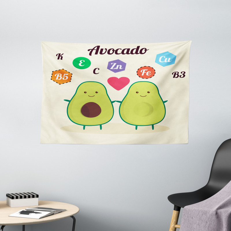 Funny Food Vitamins Wide Tapestry