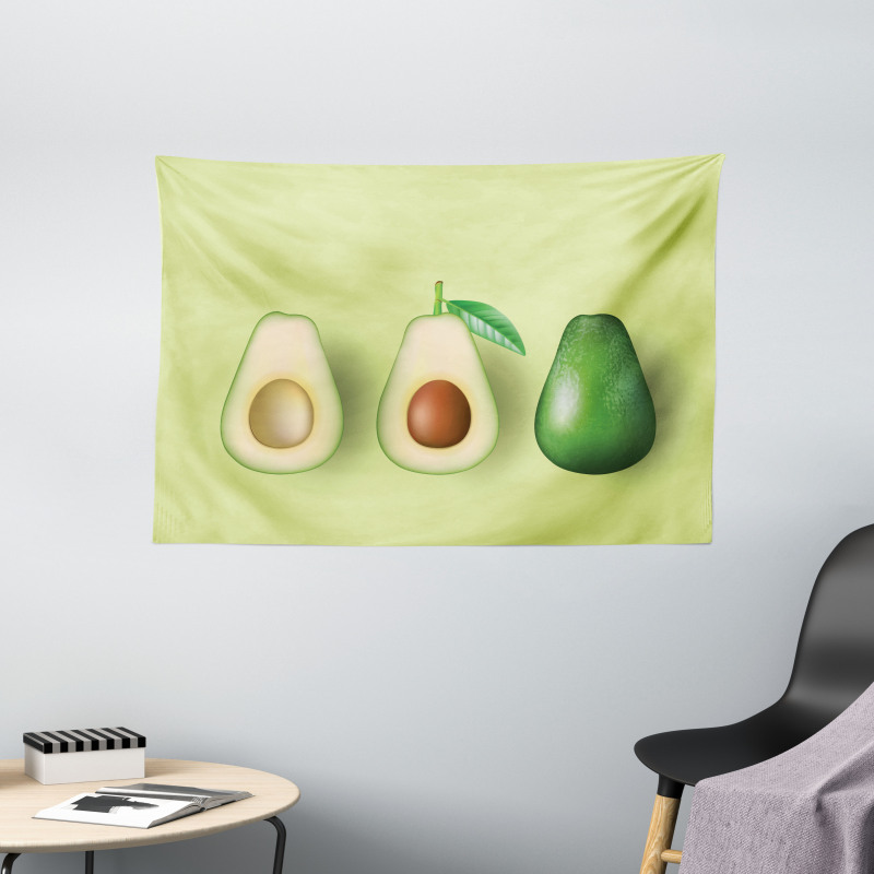 Realistic Half Avocado Wide Tapestry