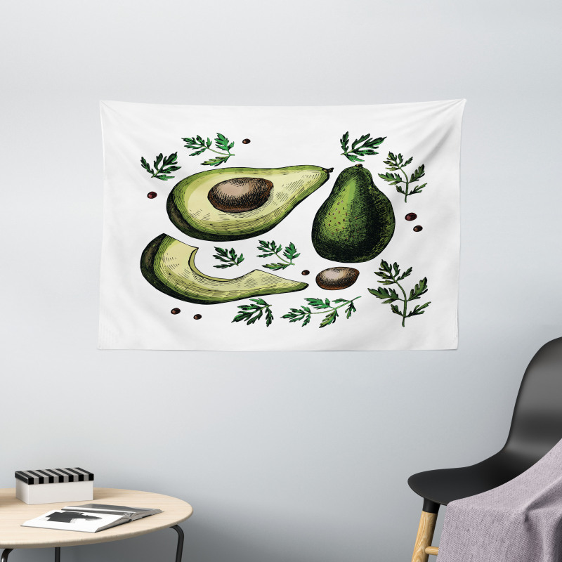 Tropical Fruit Elements Wide Tapestry
